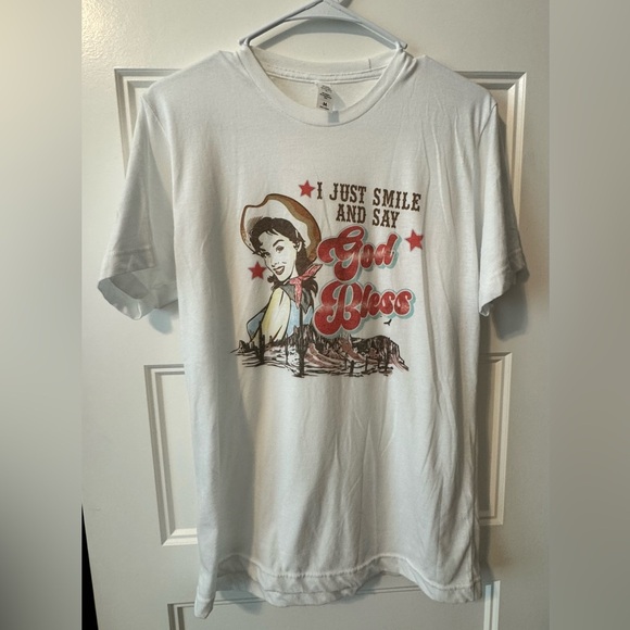 I JUST SMILE AND SAY GOD BLESS Western Tshirt Size Medium - Picture 2 of 6